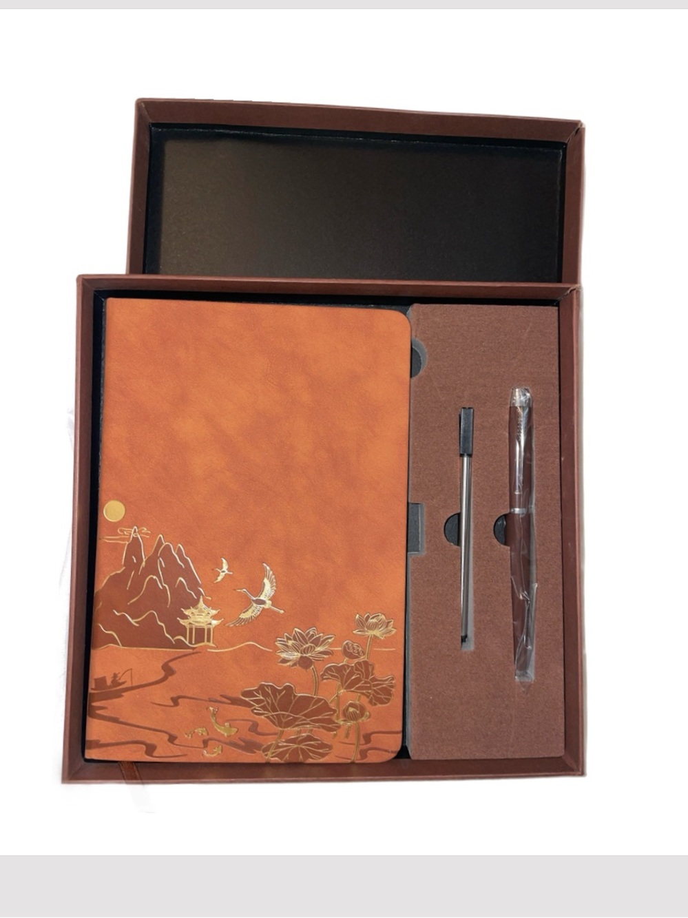 Luxury Journal Gift Set w/ Pen – Asian Art Design Velvet Cover Notebook. New